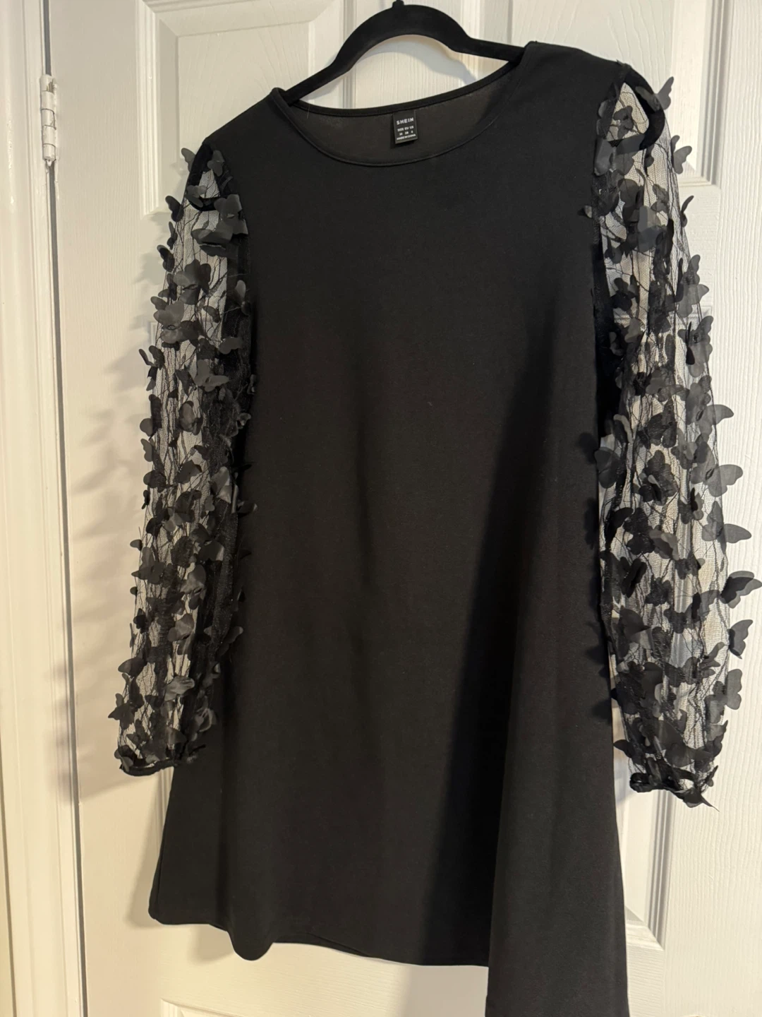 Black Dress with Butterfly Mesh Sleeves