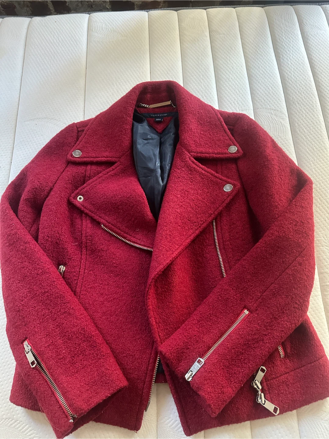 Tommy Hilfiger Red Moto Jacket Size 0