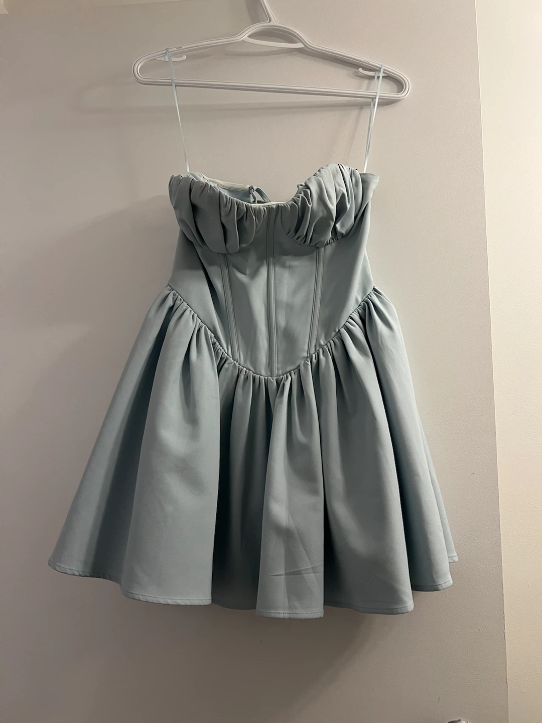 Revolve – Light blue strapless corset mini dress