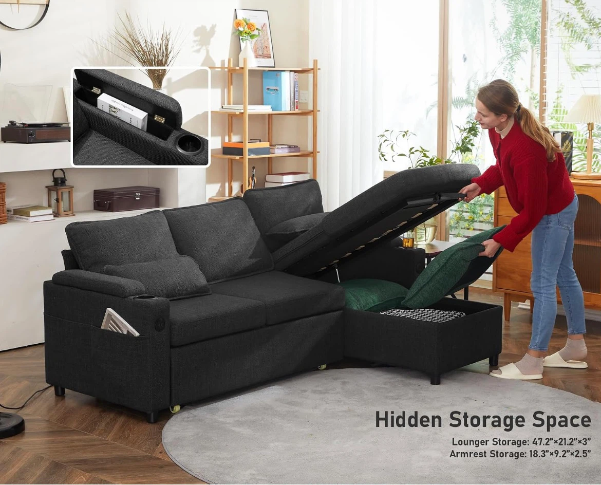 Sofa Bed Pull Out Sleeper Sectional - photo 3