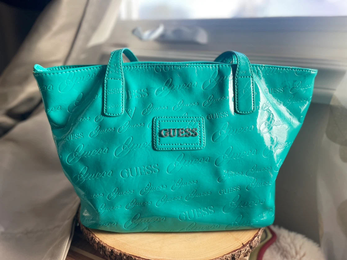 Preloved GUESS Teal Patent Tote Bag - photo 3