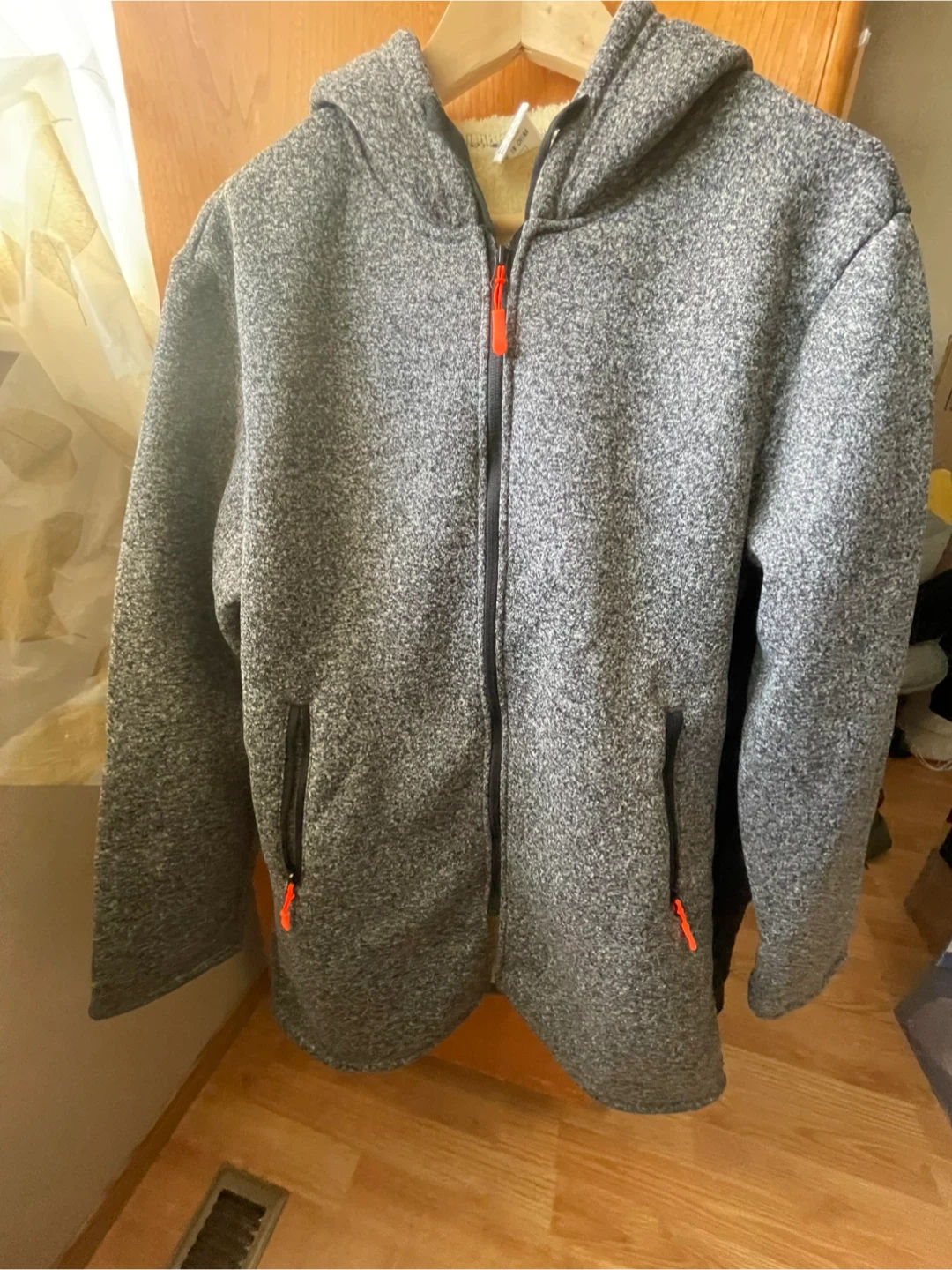 Grey Fleece-Lined Hoodie Jacket - photo 2