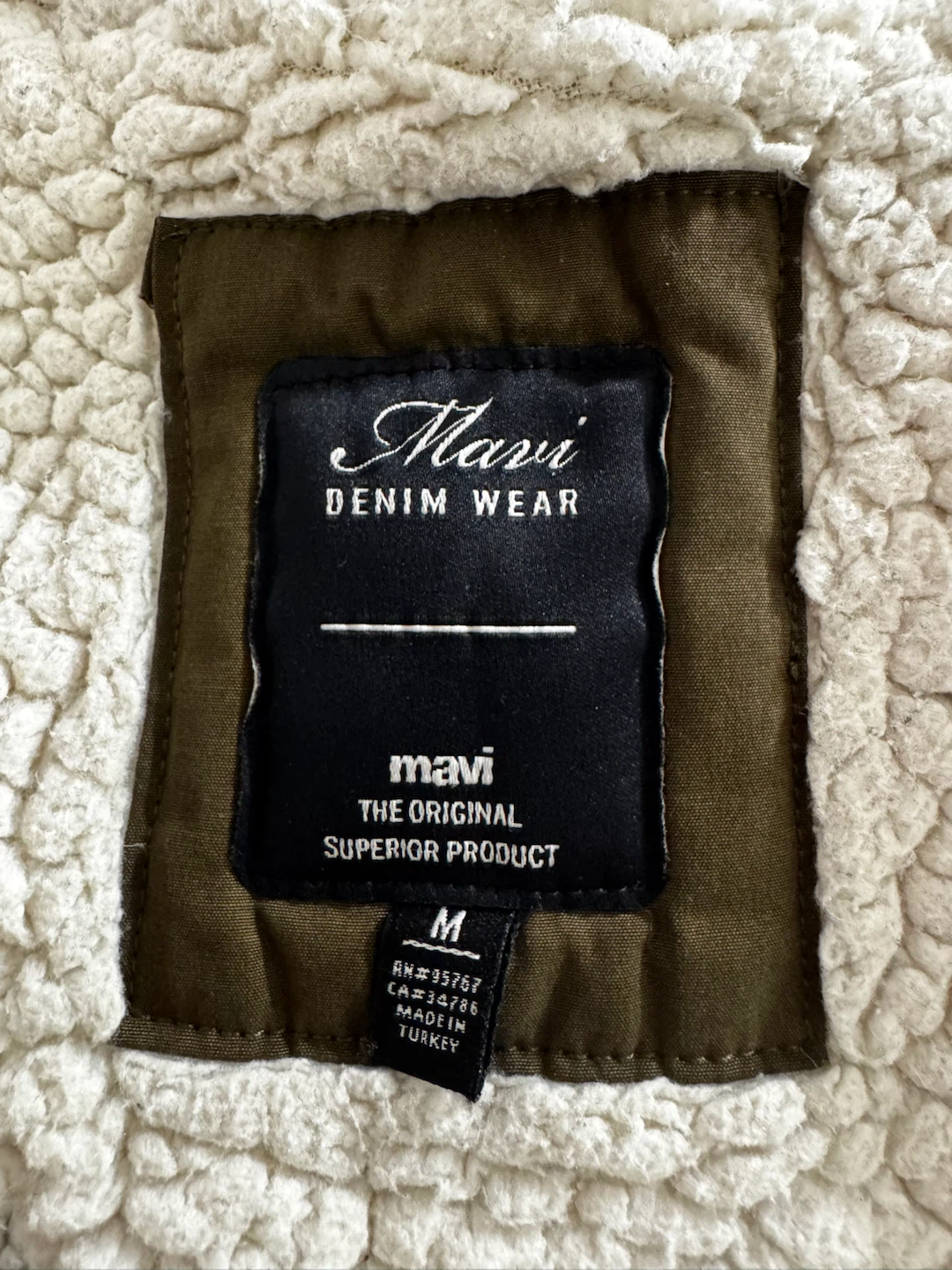 Mavi Denim Wear Sherpa-Lined Parka Olive Green Size M - photo 4