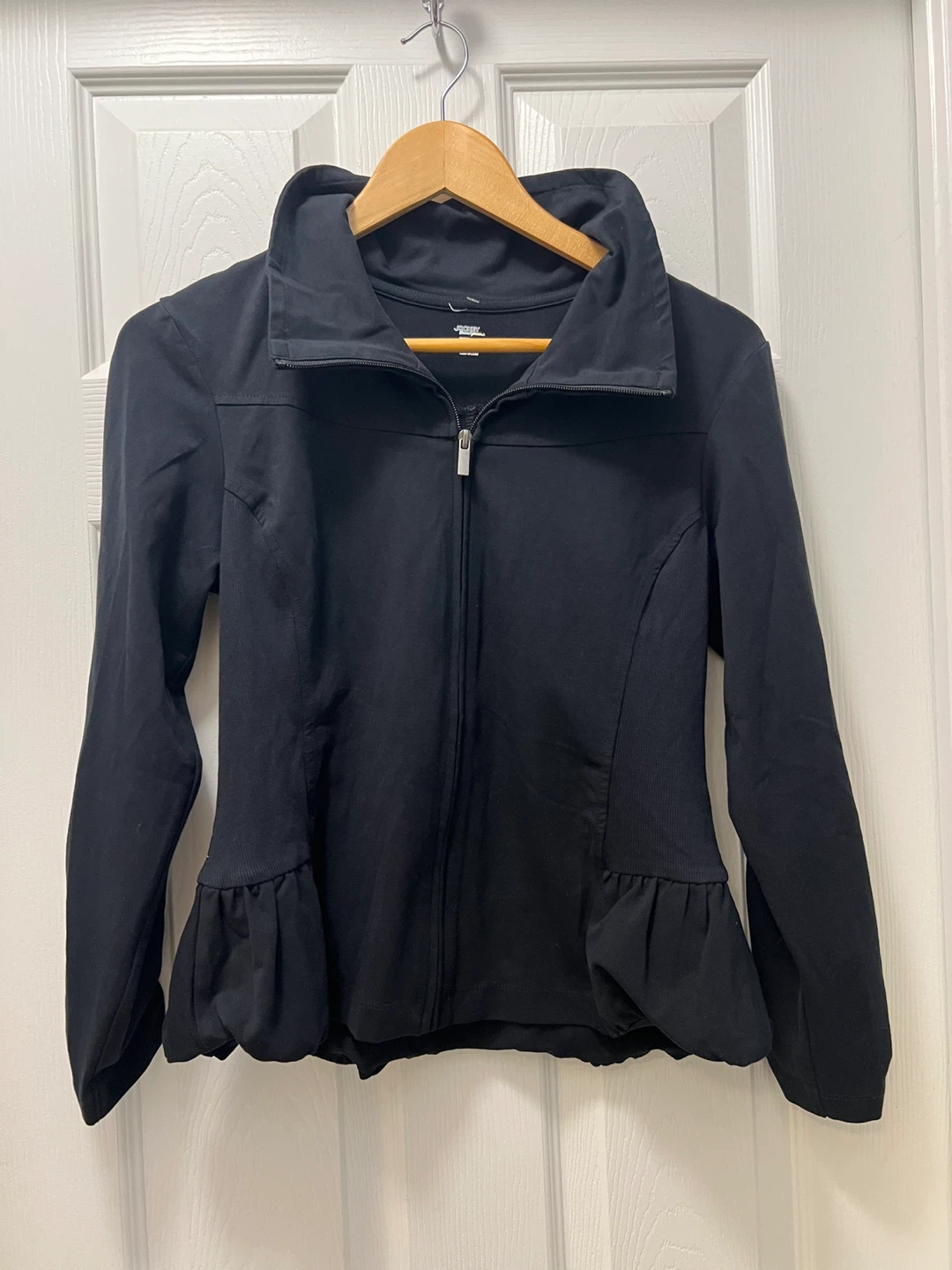 Jockey Black Peplum Zip-Up Jacket