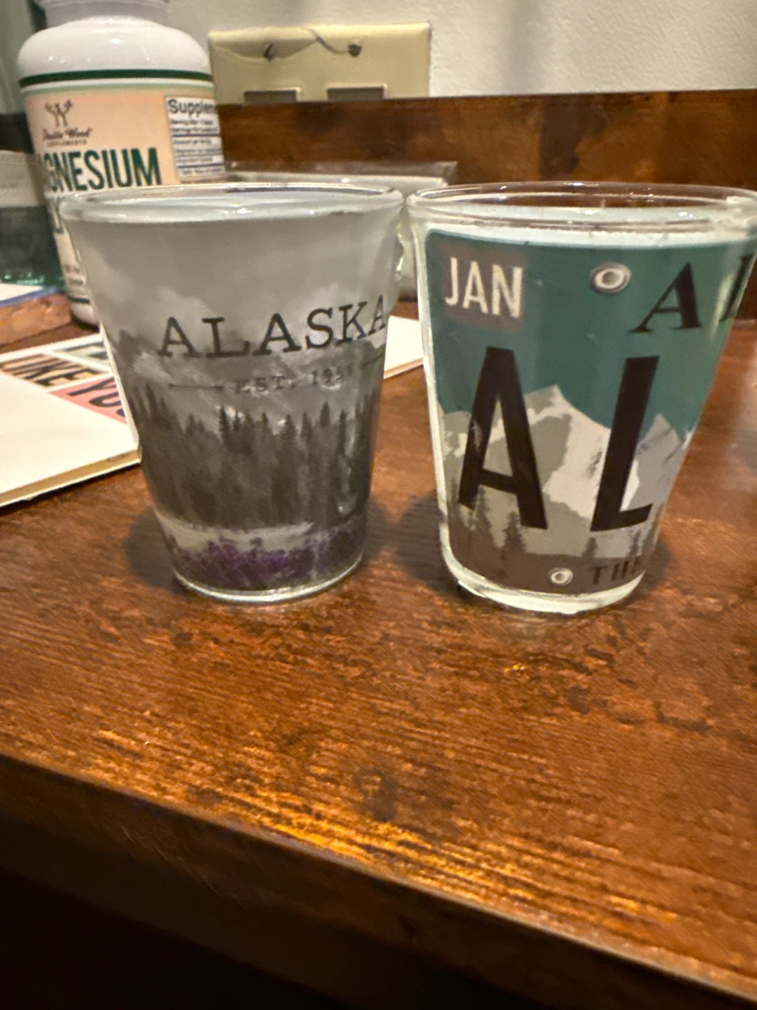 Set of 2 Alaska Souvenir Shot Glasses