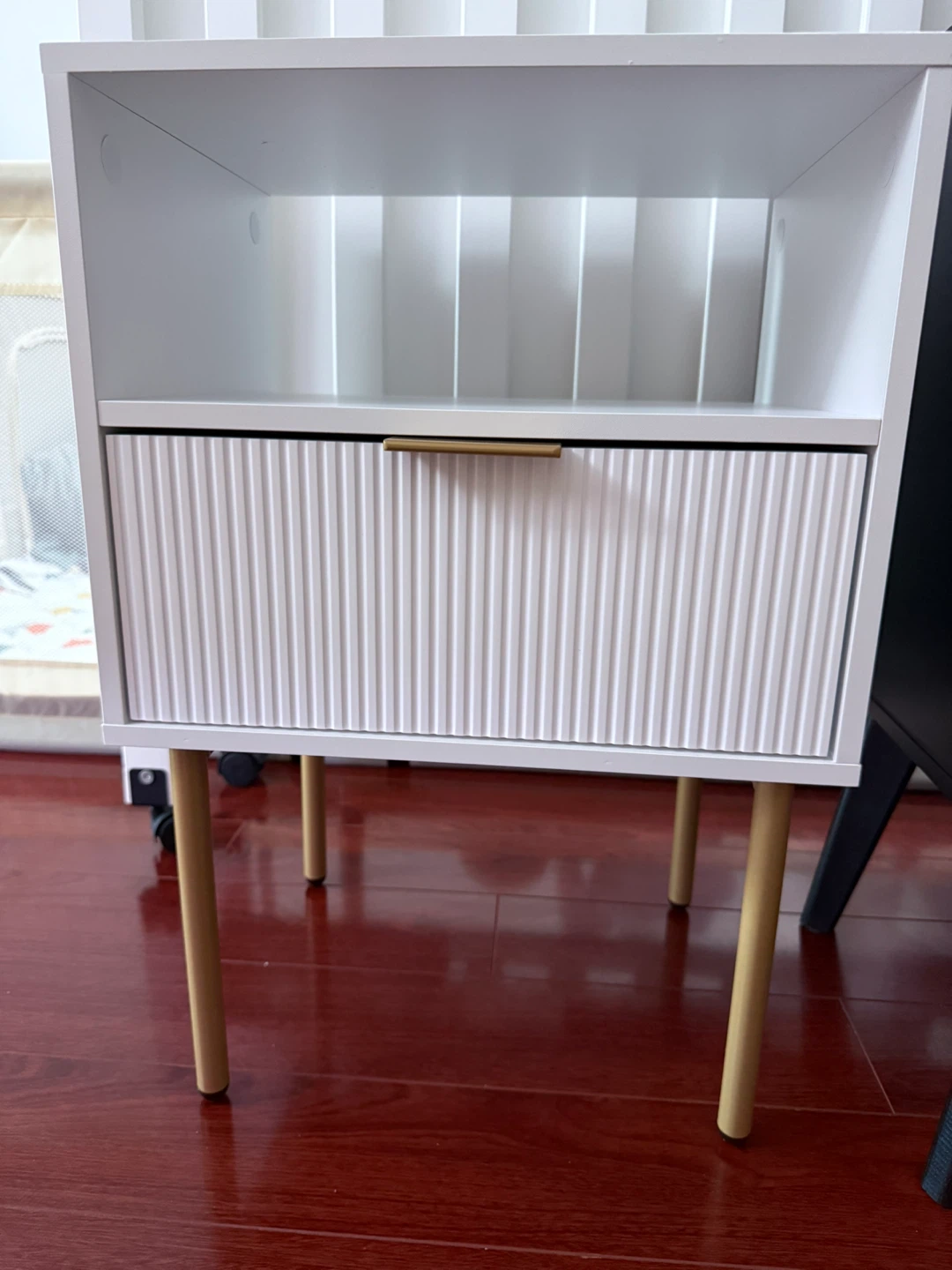 White Nightstand with Gold Legs - photo 4