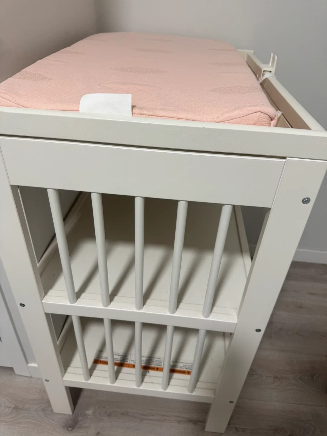 White Baby Changing Table with Pink Pad - photo 2