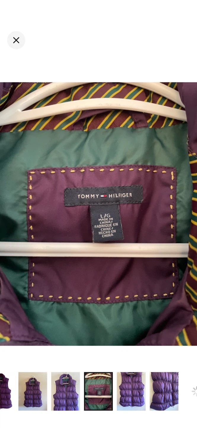 Vintage 90s Tommy Hilfiger Purple Quilted Down Vest – Large EUC - photo 3