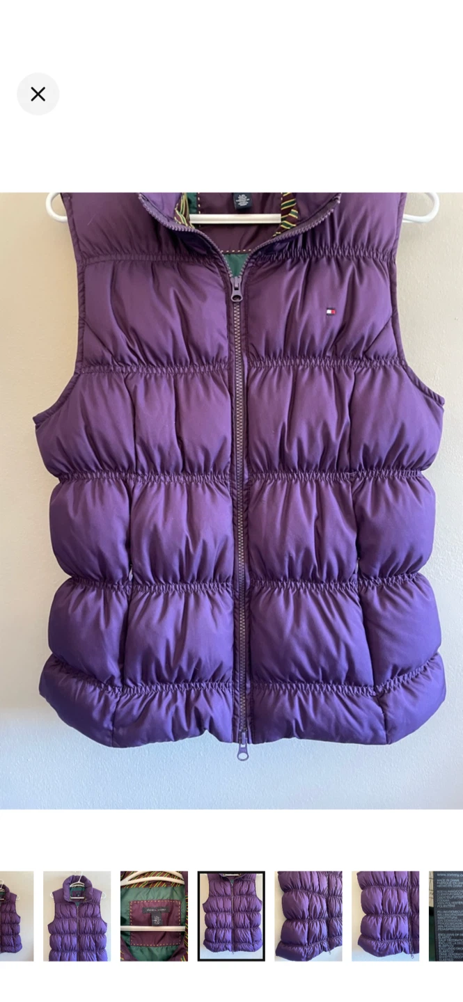 Vintage 90s Tommy Hilfiger Purple Quilted Down Vest – Large EUC - photo 4