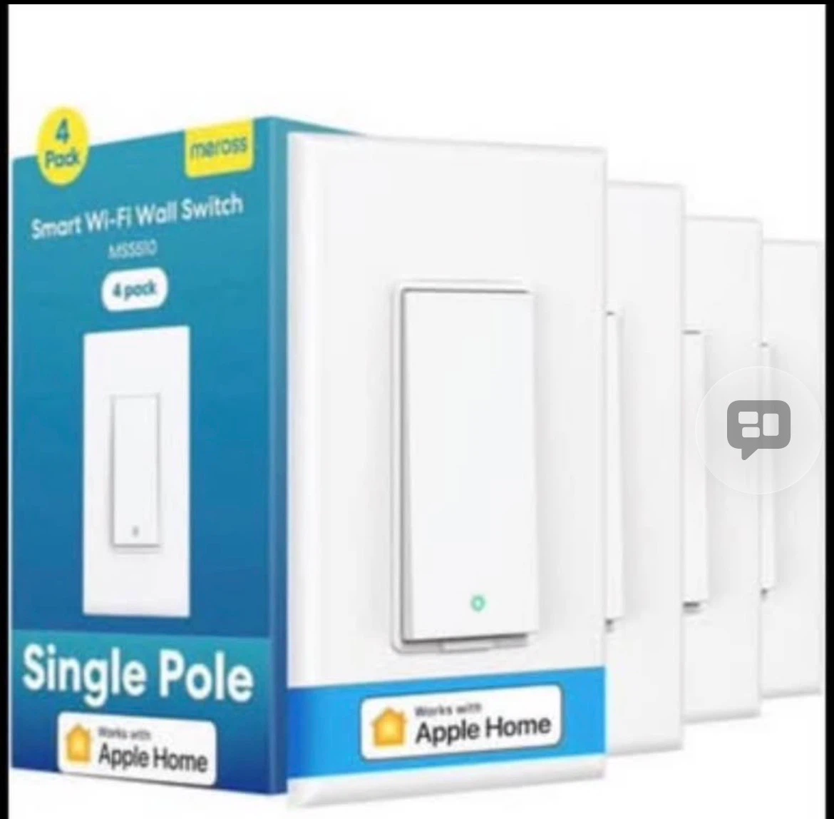 Meross Smart Wi-Fi Wall Switch (4 Pack, Model MSS510)