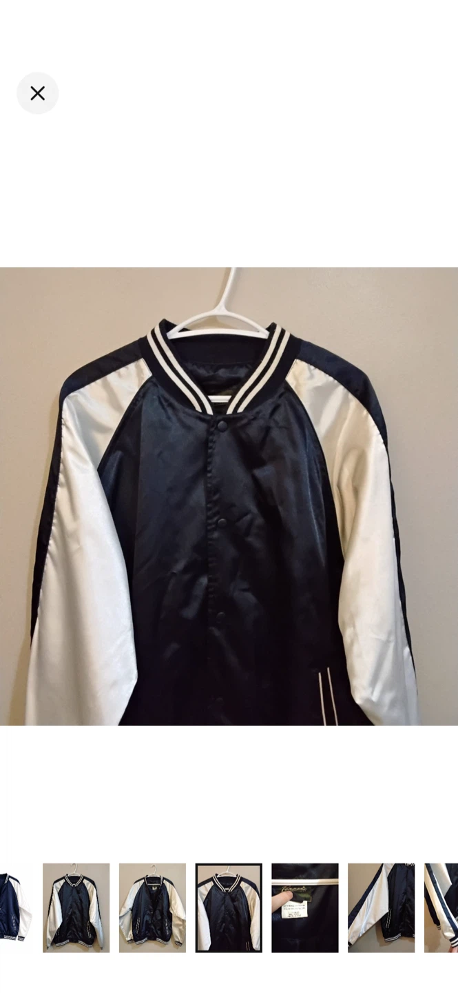 Vintage Penmans Navy White Satin Sukajan Souvenir Bomber Jacket - photo 2