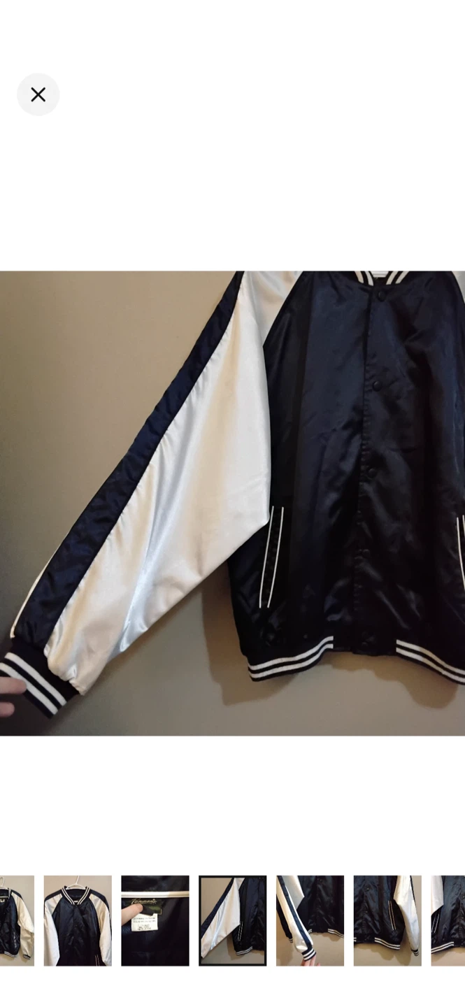 Vintage Penmans Navy White Satin Sukajan Souvenir Bomber Jacket - photo 3