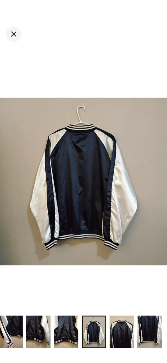 Vintage Penmans Navy White Satin Sukajan Souvenir Bomber Jacket - photo 4