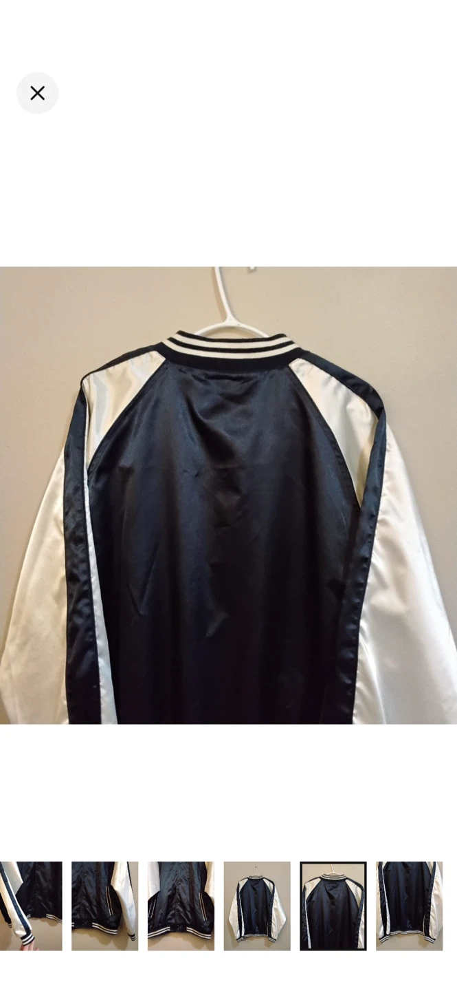 Vintage Penmans Navy White Satin Sukajan Souvenir Bomber Jacket - photo 5