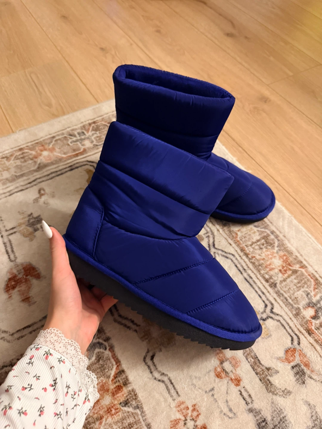 Oysho Quilted Winter Boots Blue
