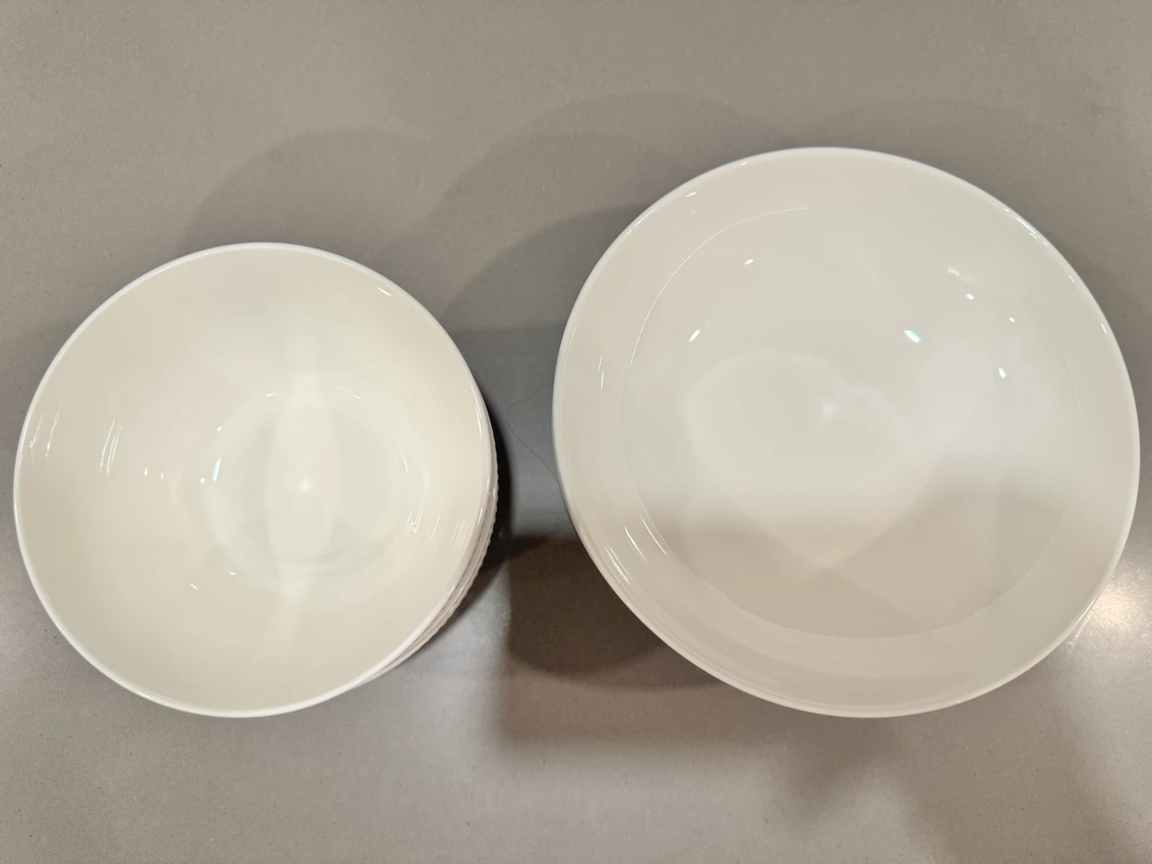 Set of 3 White Beaded Ceramic Bowls and 3 White plates - photo 2