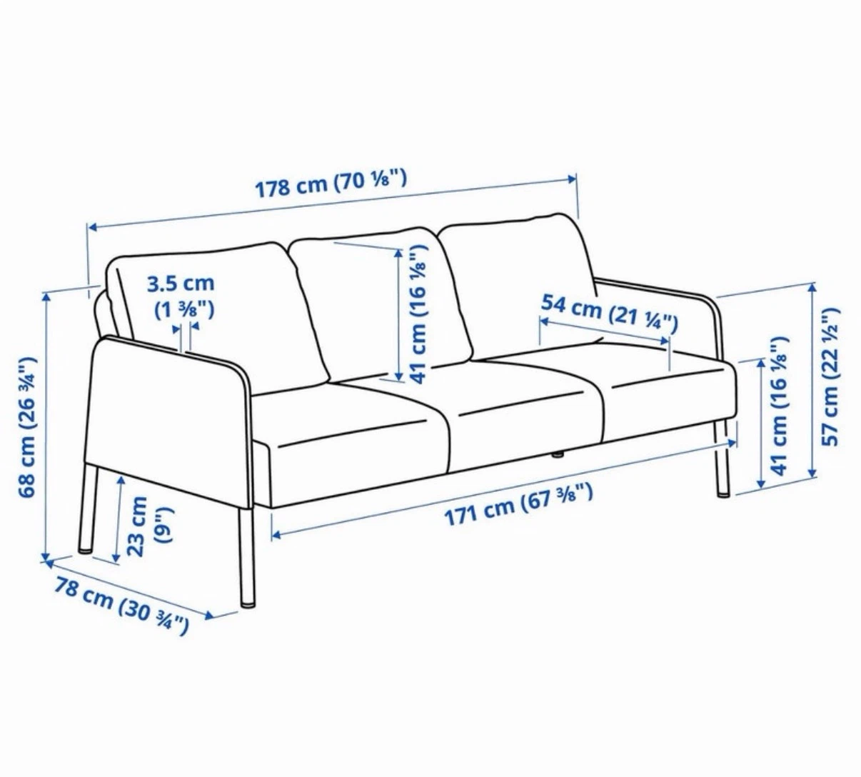IKEA sofa 3 seats in dark grey colour - photo 4
