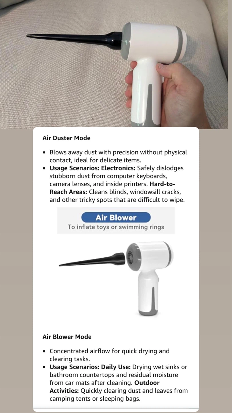 3-in-1 Portable Cordless Vacuum and Air Duster - photo 4