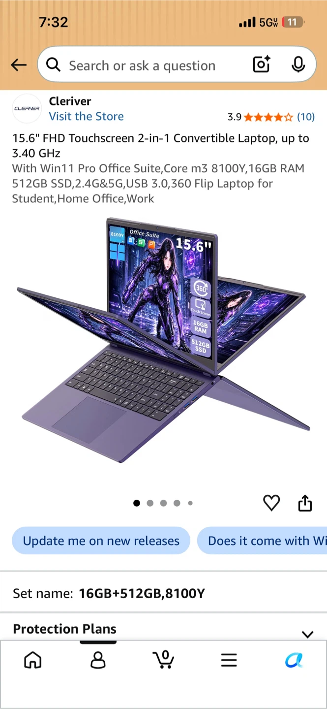 Cleriver 15.6 inch 2-in-1 Touchscreen Laptop