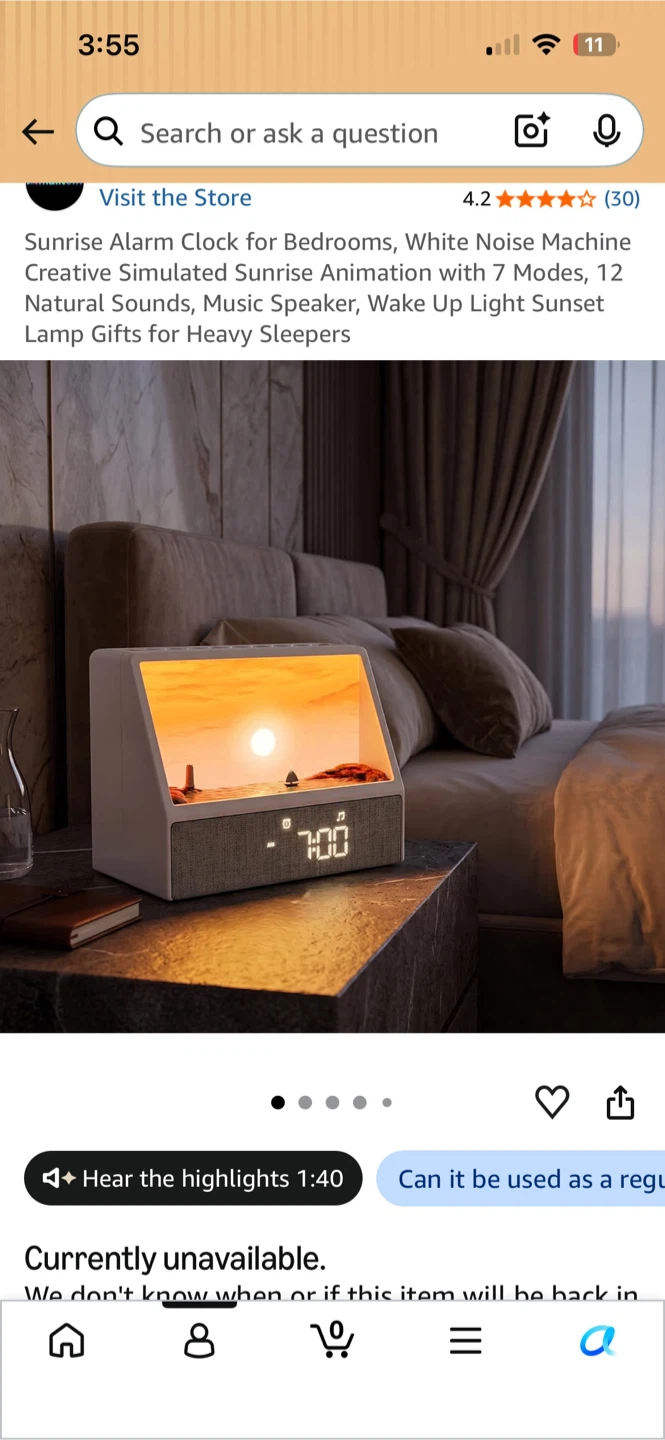 Sunrise Alarm Clock with White Noise Machine