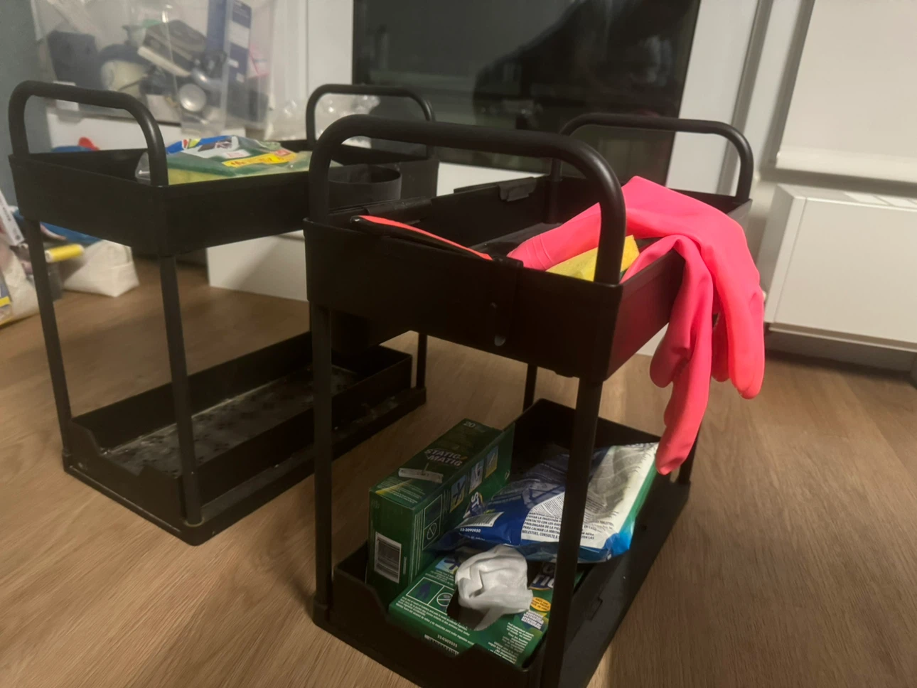Two Black Under-Sink Storage Organizers - photo 3