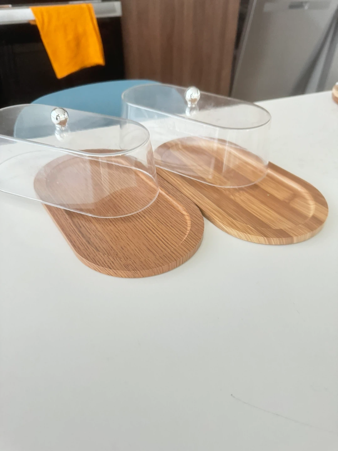 Set of 2 Oval Wood and Acrylic Serving Trays - photo 4