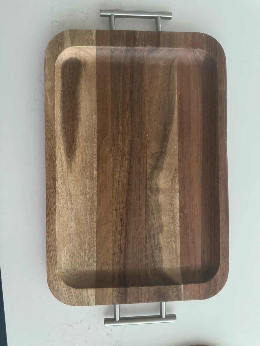 Set of 2 Oval Wood and Acrylic Serving Trays - photo 5