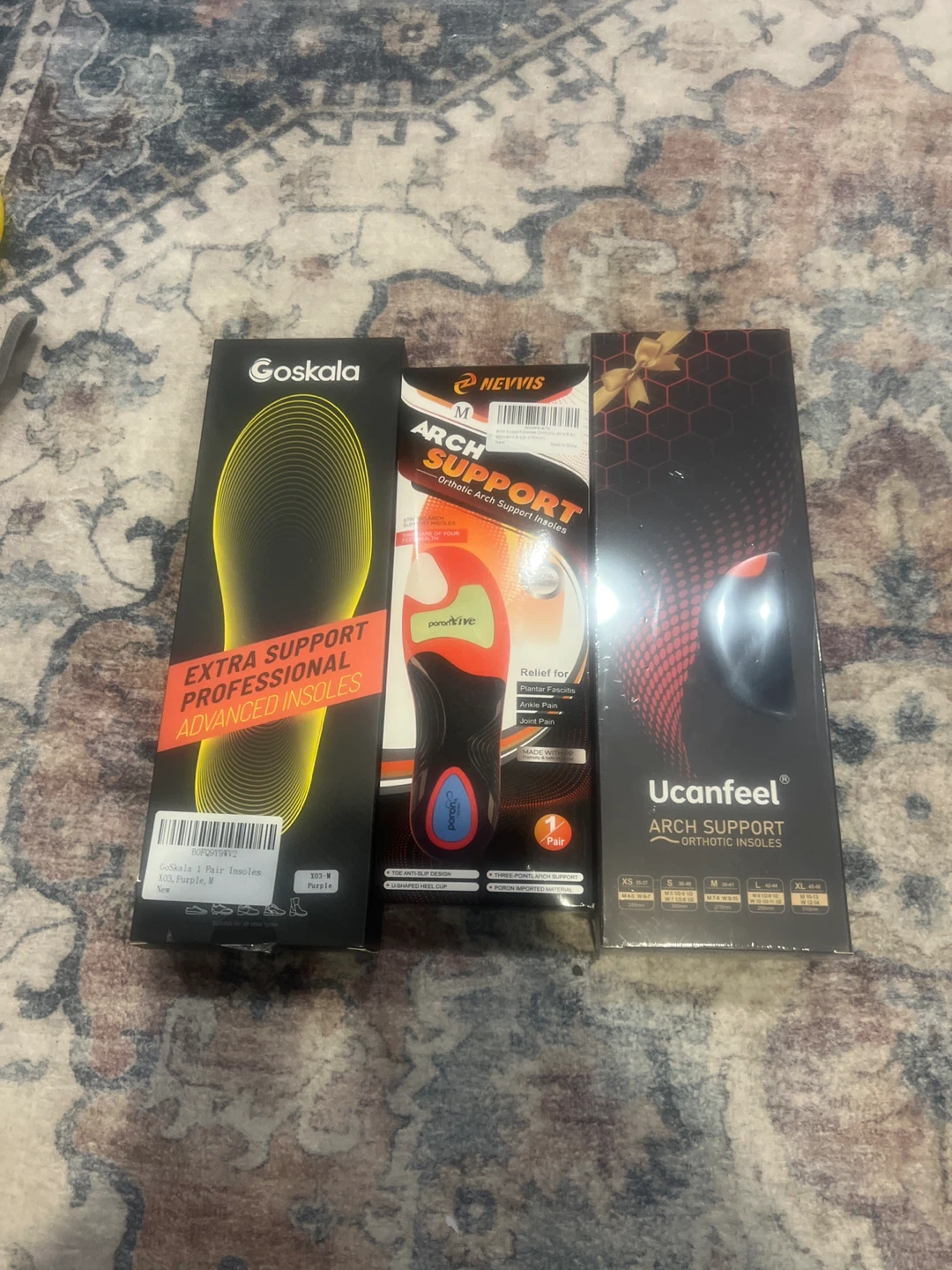 Three Pairs of Orthotic Arch Support Insoles