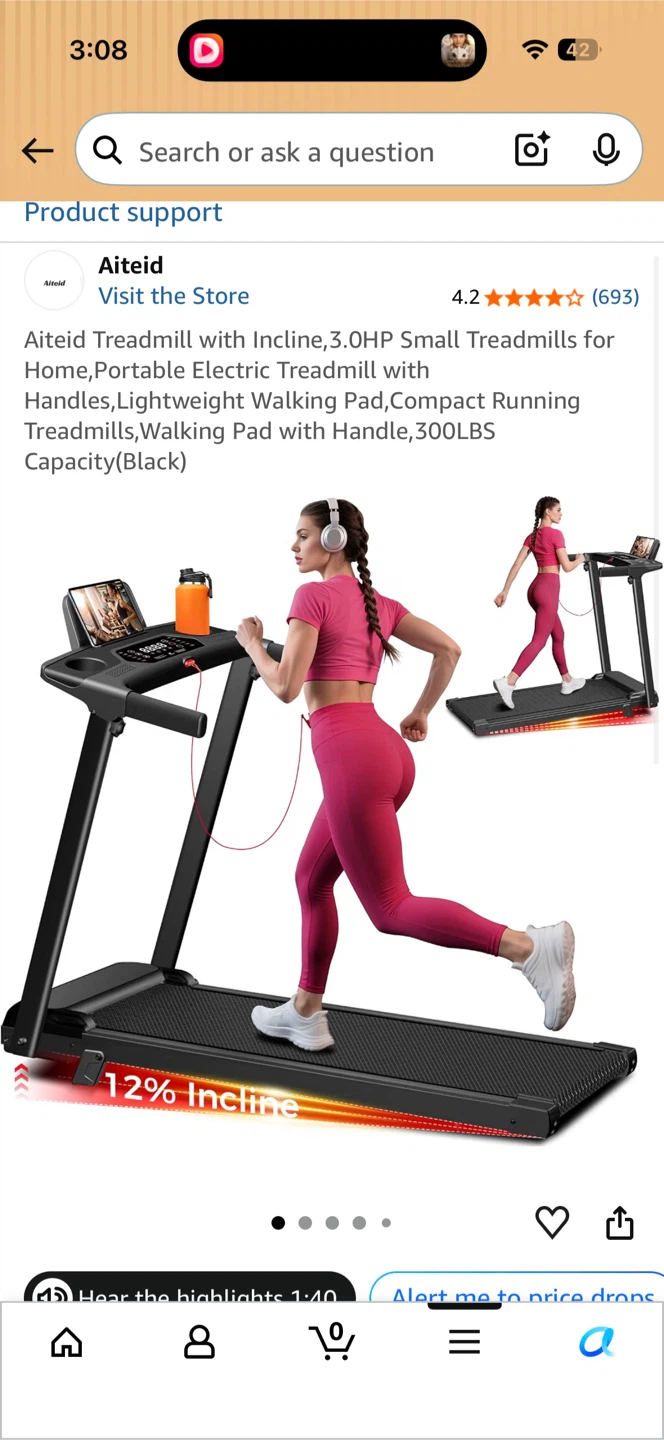 Aiteid Portable Electric Treadmill with Incline