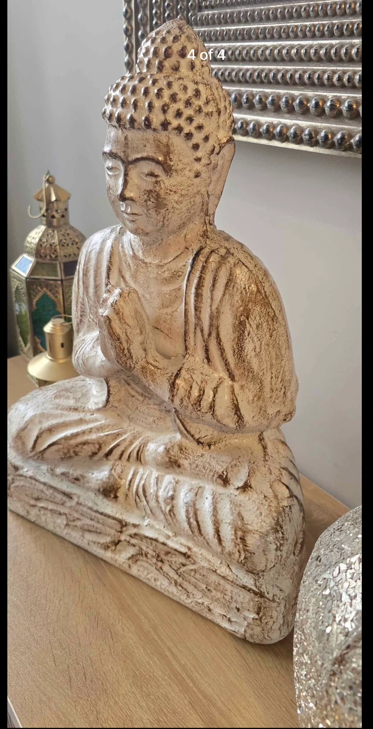 Distressed White Buddha Statue