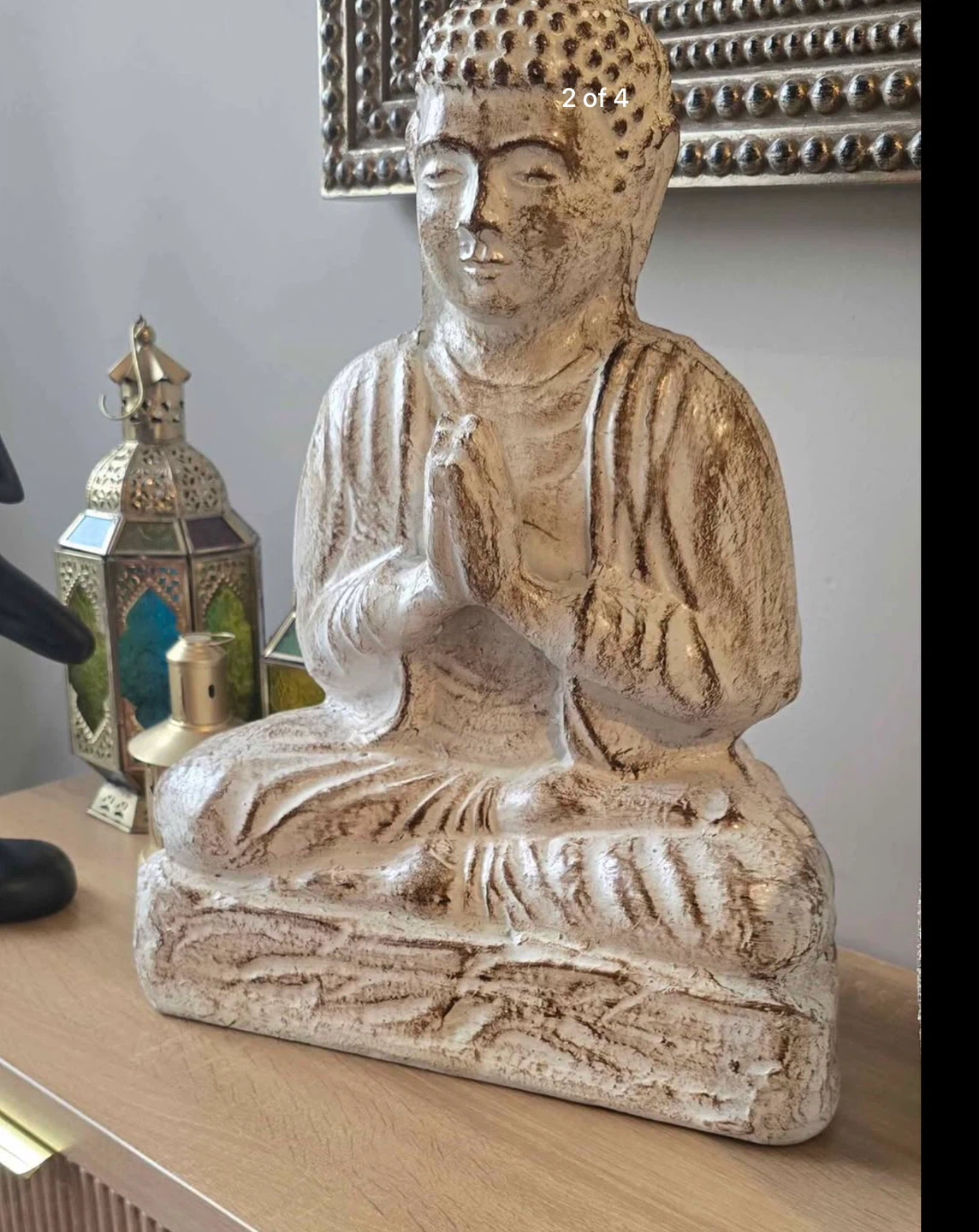 Distressed White Buddha Statue - photo 2