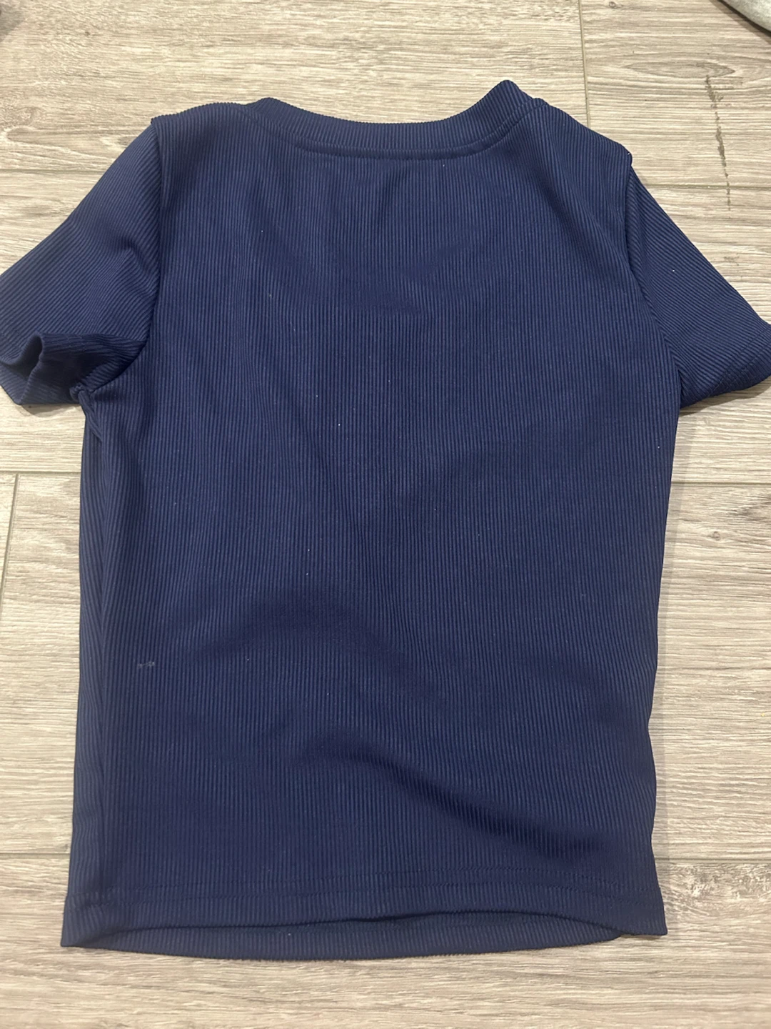 Navy Blue Ribbed Sweetheart Graphic Crop Top - photo 3