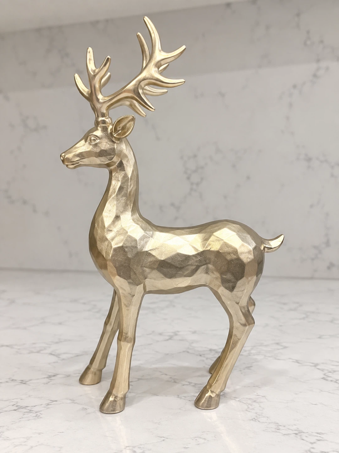 Brand New Gold Faceted Reindeer Figurine Christmas Holiday Decor - photo 2