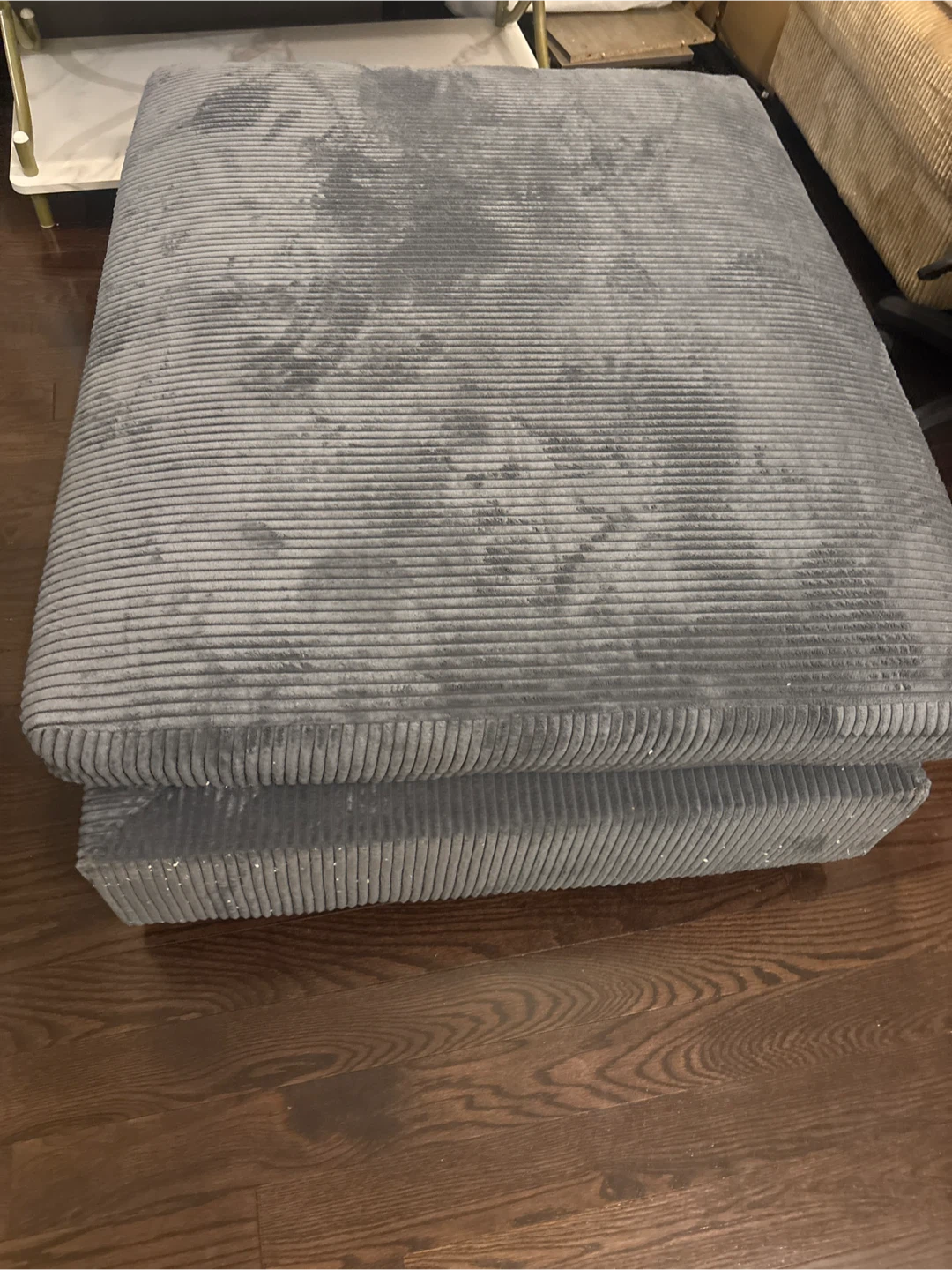 Grey Corduroy Ottoman
