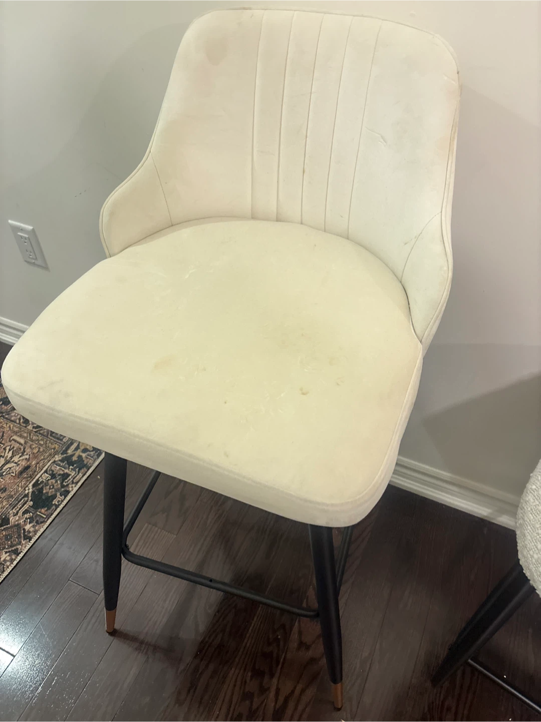 Swivel Cream velvet bar stool
