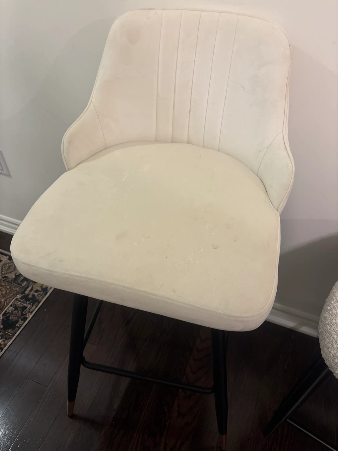 Swivel Cream velvet bar stool - photo 3
