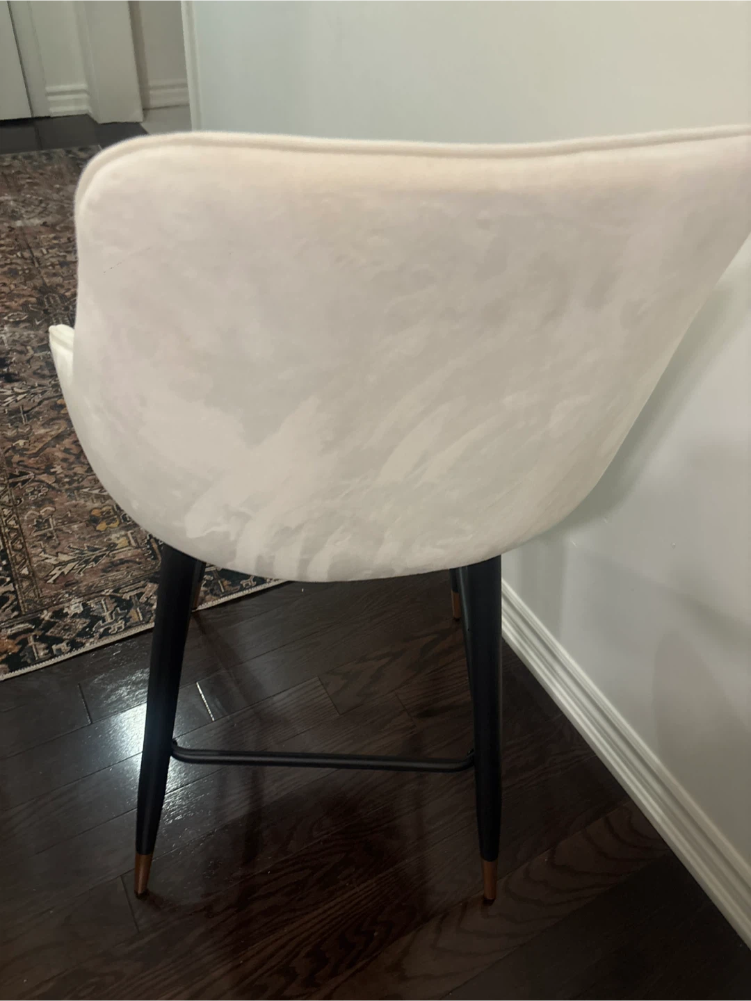 Swivel Cream velvet bar stool - photo 4