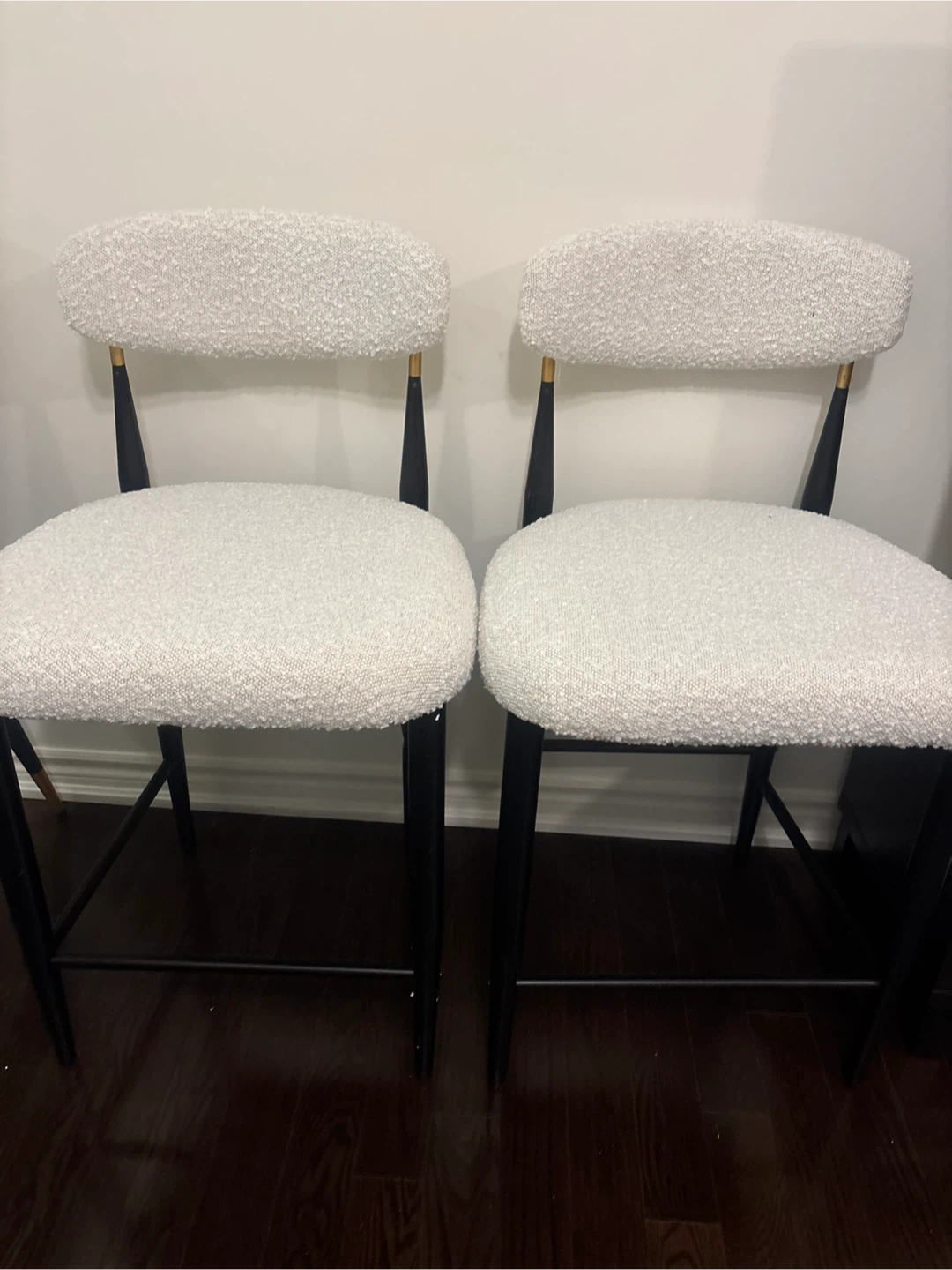 Two White Boucle Bar Stools - photo 2