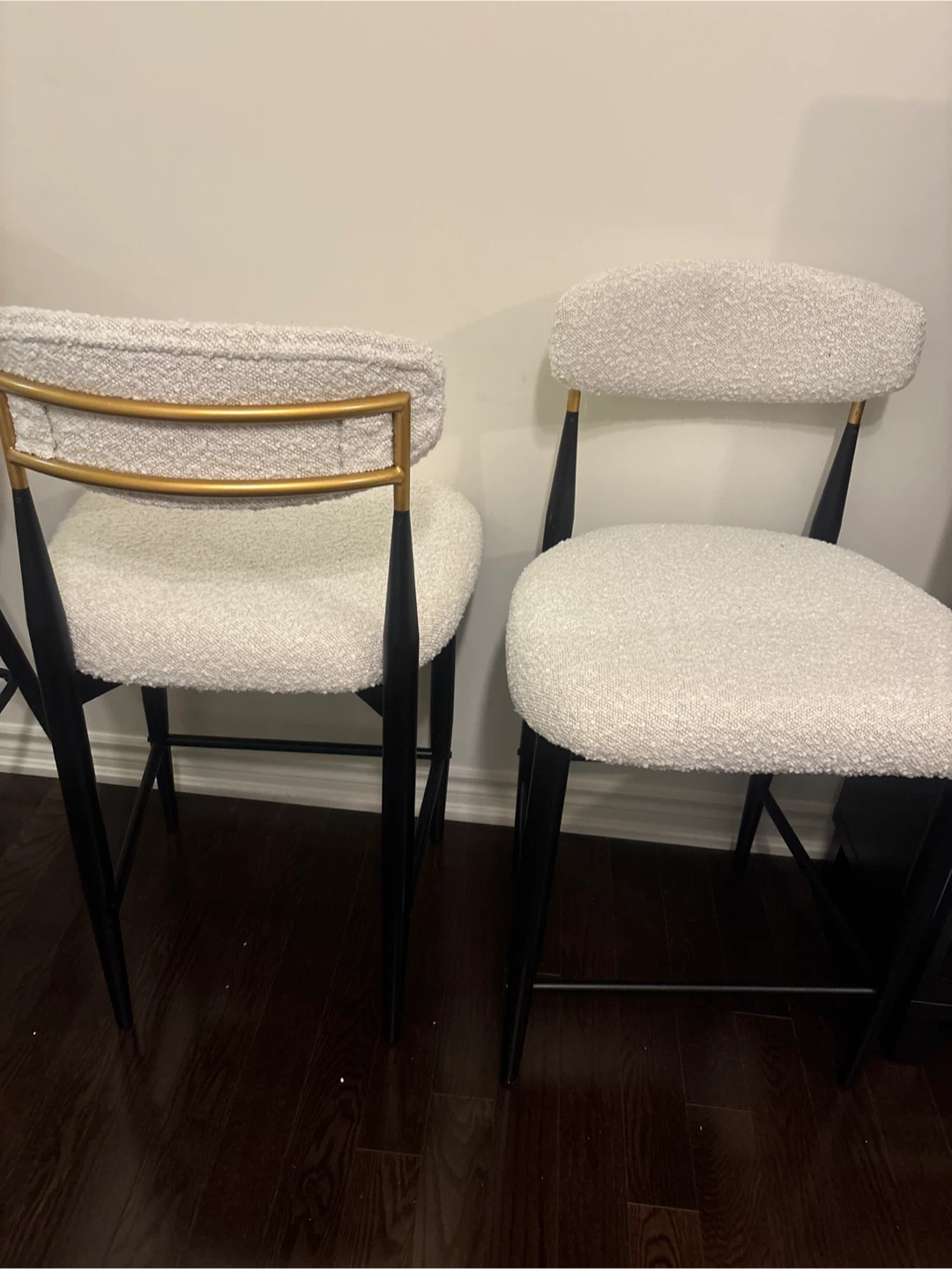Two White Boucle Bar Stools - photo 3