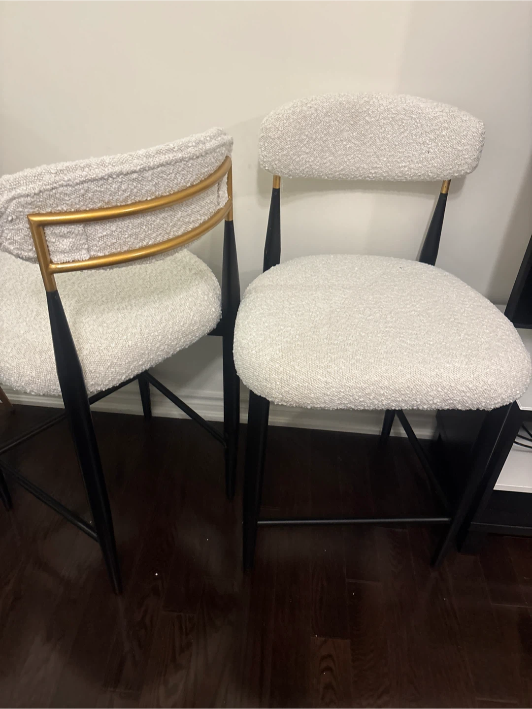 Two White Boucle Bar Stools - photo 4