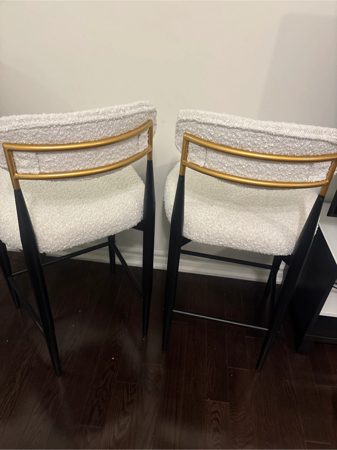 Two White Boucle Bar Stools - photo 5