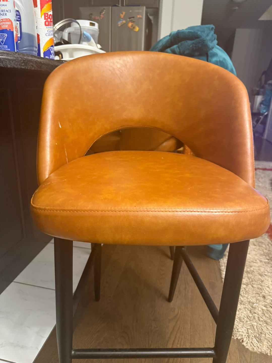 Tan faux leather bar stool