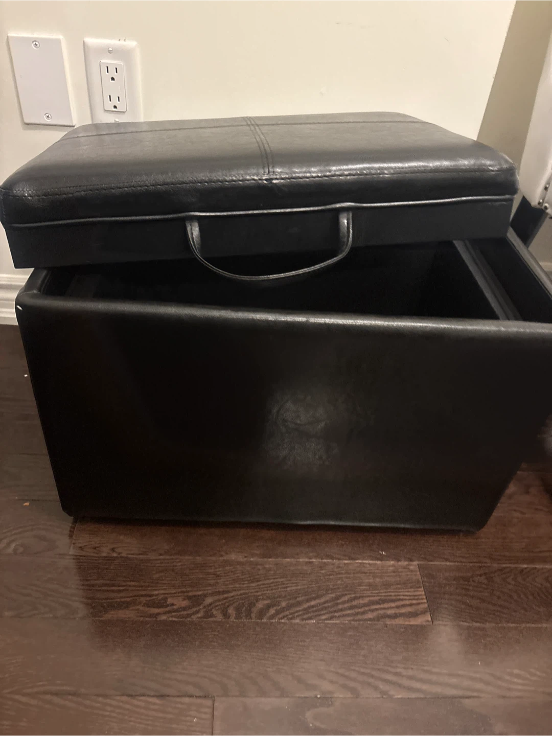 Black Leather Storage Ottoman