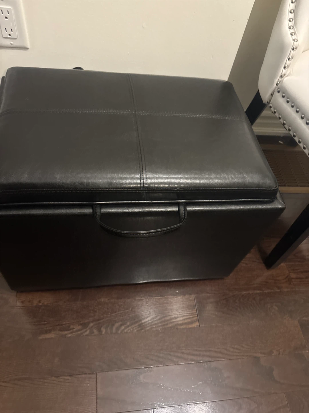 Black Leather Storage Ottoman - photo 2