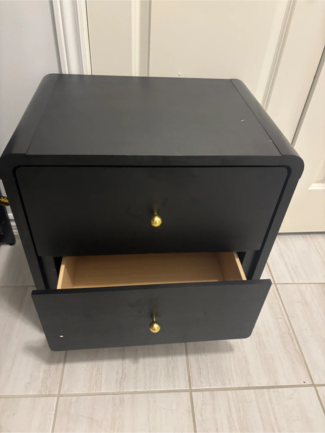 Black Nightstand with Two Drawers - photo 2