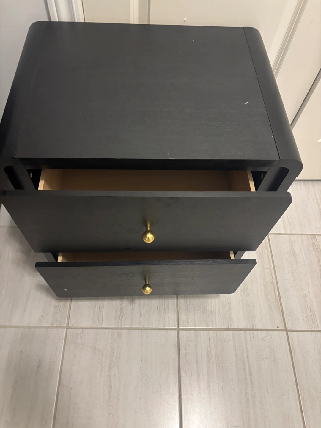 Black Nightstand with Two Drawers - photo 3