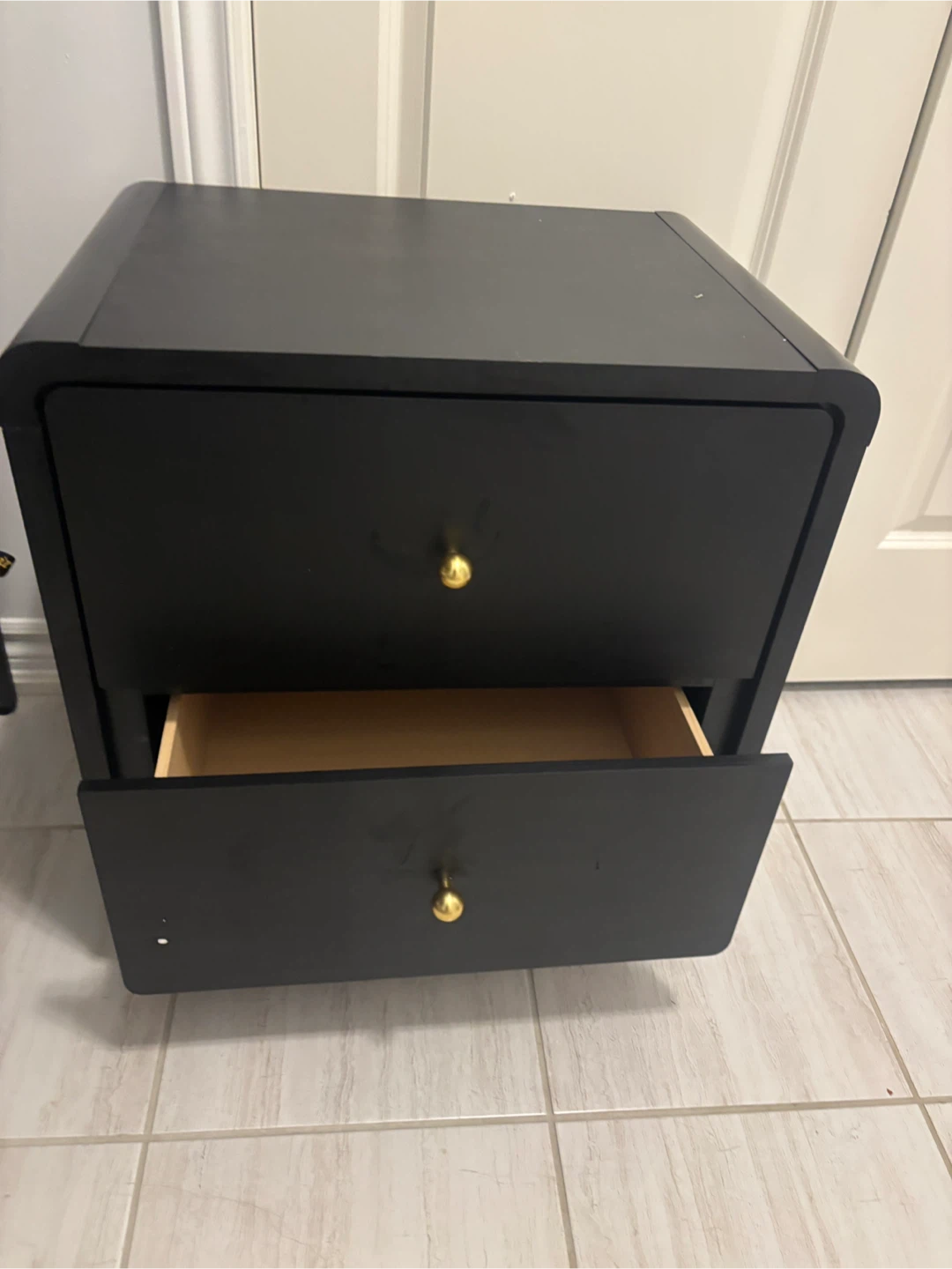 Black Nightstand with Two Drawers - photo 4