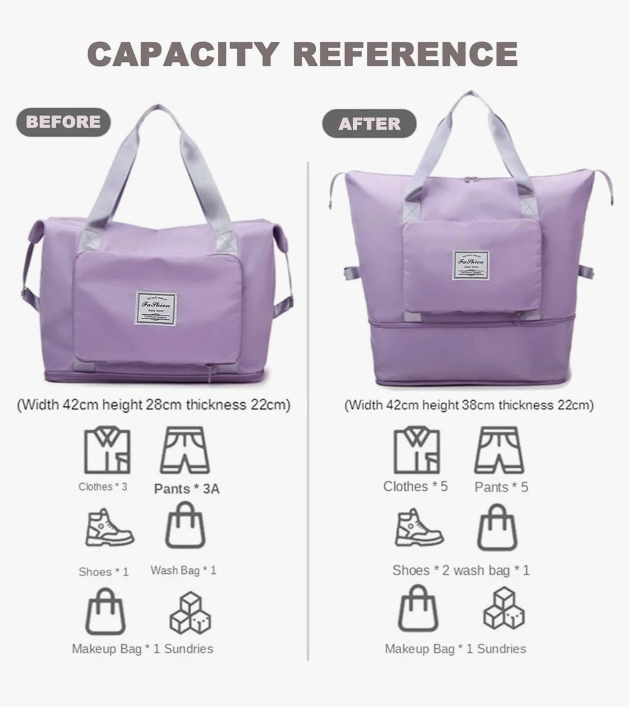Brand New Purple Expandable Travel Tote Bag - photo 4