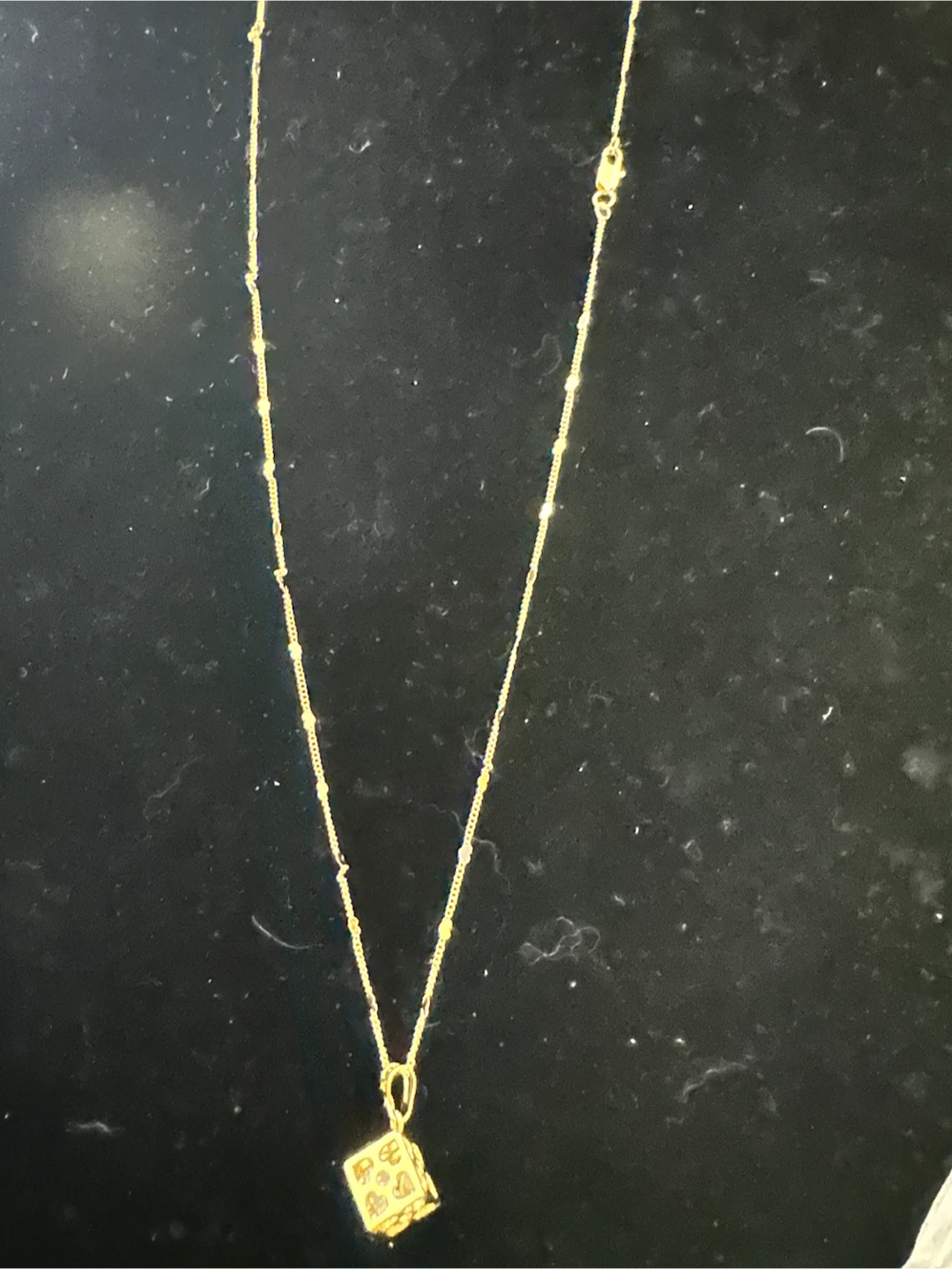 14k Gold Tone laminated Dice Pendant Necklace