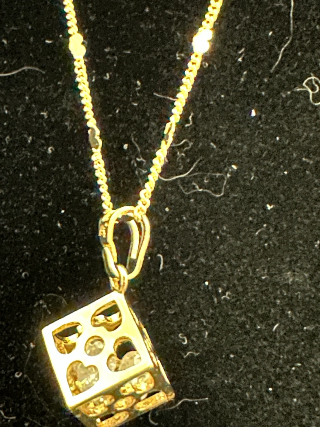 14k Gold Tone laminated Dice Pendant Necklace - photo 2